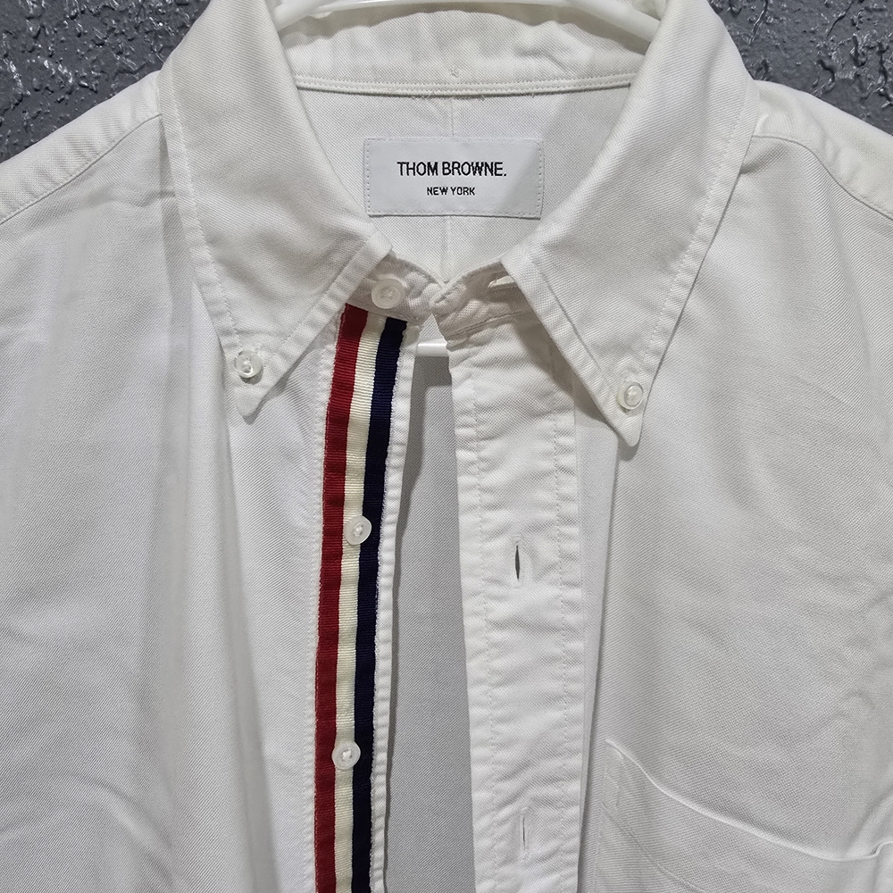 Thom Browne White Shirt with Red and Navy Accents